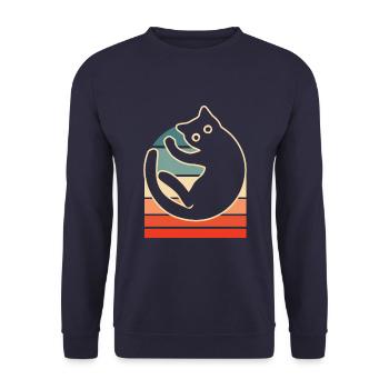 Katze - Unisex Pullover - Navy - Vorne - Alina (178cm) & Michal (187cm)
