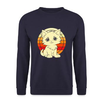 Katze - Unisex Pullover - Navy - Vorne - Alina (178cm) & Michal (187cm)