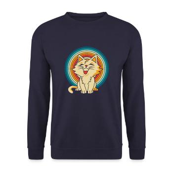 Katze - Unisex Pullover - Navy - Vorne - Alina (178cm) & Michal (187cm)