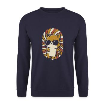 Katze - Unisex Pullover - Navy - Vorne - Alina (178cm) & Michal (187cm)