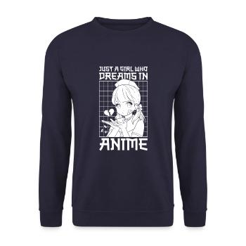 Anime Manga Anime Girl - Unisex Pullover - Navy - Vorne - Alina (178cm) & Michal (187cm)