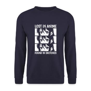 Anime Manga Anime Girl - Unisex Pullover - Navy - Vorne - Alina (178cm) & Michal (187cm)