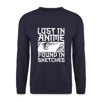 Anime Manga Anime Girl - Unisex Pullover - Navy - Vorne - Alina (178cm) & Michal (187cm)