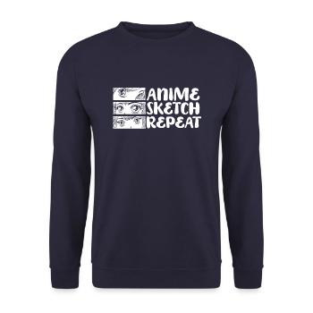 Anime Manga Anime Girl - Unisex Pullover - Navy - Vorne - Alina (178cm) & Michal (187cm)