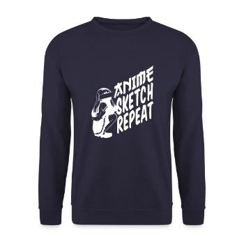 Anime Manga Anime Girl - Unisex Pullover - Navy - Vorne - Alina (178cm) & Michal (187cm)