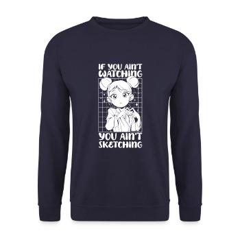 Anime Manga Anime Girl - Unisex Pullover - Navy - Vorne - Alina (178cm) & Michal (187cm)