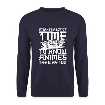 Anime Manga Anime Girl - Unisex Pullover - Navy - Vorne - Alina (178cm) & Michal (187cm)