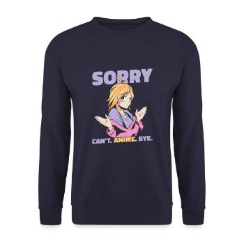 Anime Manga Anime Girl - Unisex Pullover - Navy - Vorne - Alina (178cm) & Michal (187cm)