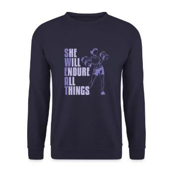Haltérophilie Haltérophilie Transpiration - Sweat-shirt Unisexe - marine - Devant - Alina (178cm) & Michal (187cm)