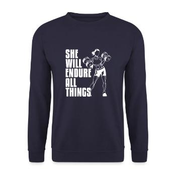 Haltérophilie Haltérophile Sweat - Sweat-shirt Unisexe - marine - Devant - Alina (178cm) & Michal (187cm)