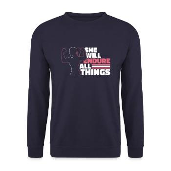 Gewichtheben Gewichtheber Schweiß - Unisex Pullover - Navy - Vorne - Alina (178cm) & Michal (187cm)