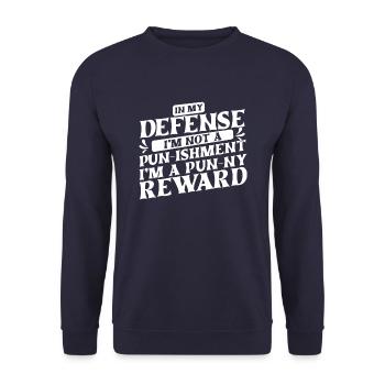 Schwarzer Humor Witzig Lustiges Wortspiel - Unisex Pullover - Navy - Vorne - Alina (178cm) & Michal (187cm)