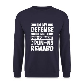 Schwarzer Humor Witzig Lustiges Wortspiel - Unisex Pullover - Navy - Vorne - Alina (178cm) & Michal (187cm)