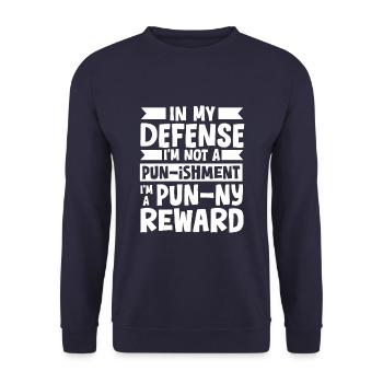 Schwarzer Humor Witzig Lustiges Wortspiel - Unisex Pullover - Navy - Vorne - Alina (178cm) & Michal (187cm)