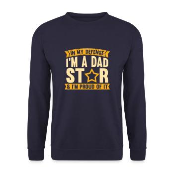Dad Dad Funny Funny Dad In My Defense - Unisex Sweatshirt - navy - Front - Alina (178cm) & Michal (187cm)