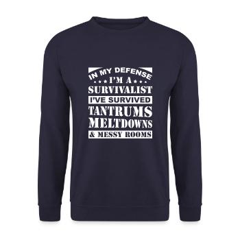 Dad Dad Funny Funny Dad In My Defense - Unisex Sweatshirt - navy - Front - Alina (178cm) & Michal (187cm)