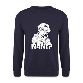 Anime Manga Nani Anime - Unisex Pullover - Navy - Vorne - Alina (178cm) & Michal (187cm)