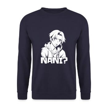 Anime Manga Nani Anime - Unisex Pullover - Navy - Vorne - Alina (178cm) & Michal (187cm)