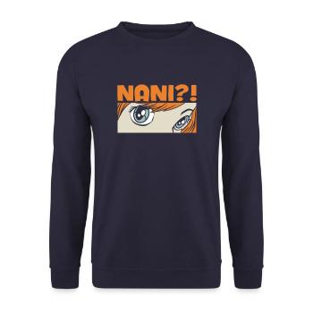 Anime Manga Nani Anime - Unisex Pullover - Navy - Vorne - Alina (178cm) & Michal (187cm)