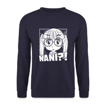 Anime Manga Nani Anime - Unisex Pullover - Navy - Vorne - Alina (178cm) & Michal (187cm)