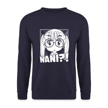 Anime Manga Nani Anime - Unisex Pullover - Navy - Vorne - Alina (178cm) & Michal (187cm)