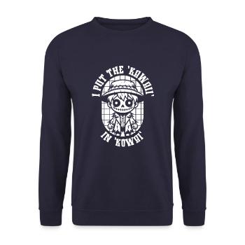Anime Manga Unheimlich Nett - Unisex Pullover - Navy - Vorne - Alina (178cm) & Michal (187cm)