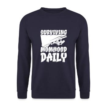 Mom Mom Climbing Climbing Maternity - Unisex Sweatshirt - navy - Front - Alina (178cm) & Michal (187cm)