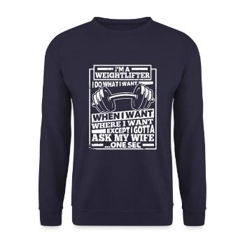 Weightlifting Weightlifter Funny - Unisex Sweatshirt - navy - Front - Alina (178cm) & Michal (187cm)