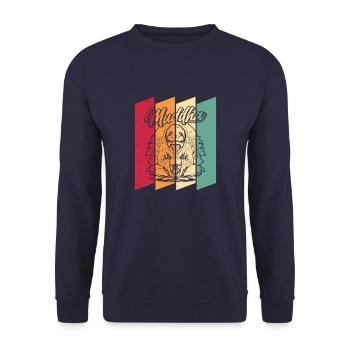 Mama Mutter Faultier Muddha Sunflower Buddha - Unisex Pullover - Navy - Vorne - Alina (178cm) & Michal (187cm)