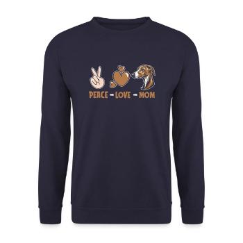 Greyhound Windhund Peace Love Dog Mom - Unisex Sweatshirt - navy - Front - Alina (178cm) & Michal (187cm)
