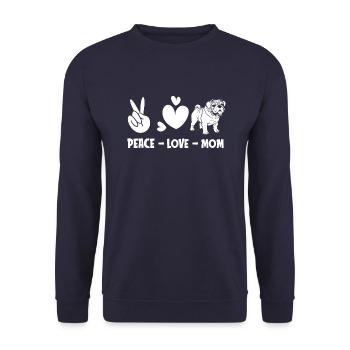 Bouledogue Paix Amour Chien Maman - Sweat-shirt Unisexe - marine - Devant - Alina (178cm) & Michal (187cm)