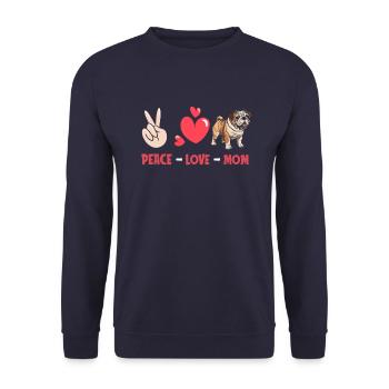 Bouledogue Paix Amour Chien Maman - Sweat-shirt Unisexe - marine - Devant - Alina (178cm) & Michal (187cm)