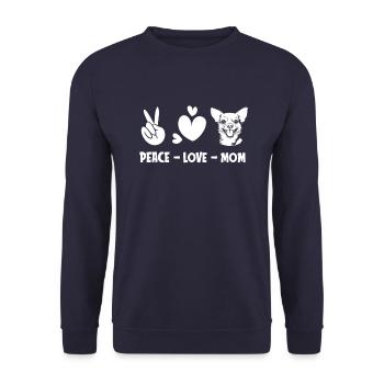 Chihuahua Paix Amour Chien Maman - Sweat-shirt Unisexe - marine - Devant - Alina (178cm) & Michal (187cm)
