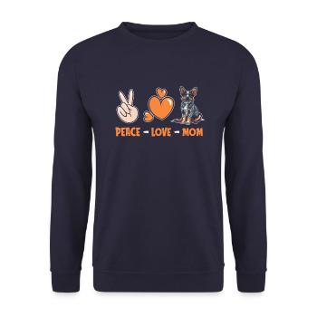 Australien Bovins Chien Paix Amour Chien Maman - Sweat-shirt Unisexe - marine - Devant - Alina (178cm) & Michal (187cm)