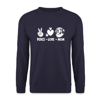 Saint Bernard Peace Love Dog Mom - Unisex Sweatshirt - navy - Front - Alina (178cm) & Michal (187cm)