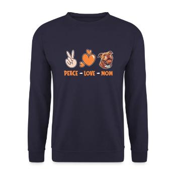 American Bully Peace Love Dog Mom - Unisex Pullover - Navy - Vorne - Alina (178cm) & Michal (187cm)