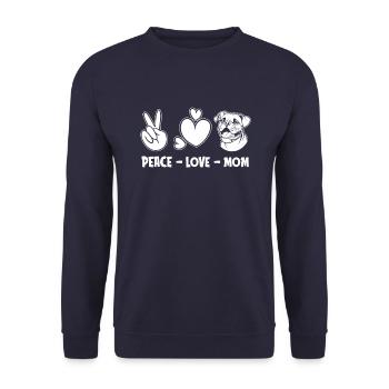 Boxer Chien Allemand Boxer Paix Amour Chien Maman - Sweat-shirt Unisexe - marine - Devant - Alina (178cm) & Michal (187cm)