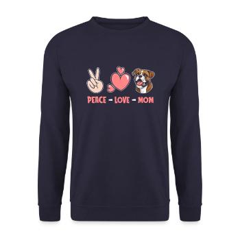 Boxer Chien Allemand Boxer Paix Amour Chien Maman - Sweat-shirt Unisexe - marine - Devant - Alina (178cm) & Michal (187cm)