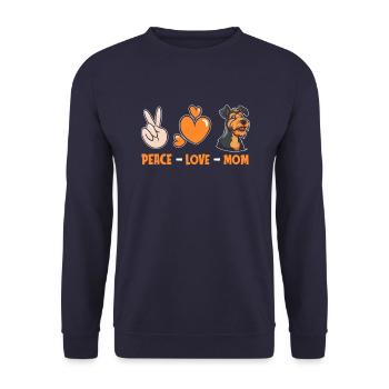 Airedale Terrier Peace Love Chien Maman - Sweat-shirt Unisexe - marine - Devant - Alina (178cm) & Michal (187cm)