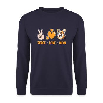 Corgi Peace Love Chien Maman - Sweat-shirt Unisexe - marine - Devant - Alina (178cm) & Michal (187cm)
