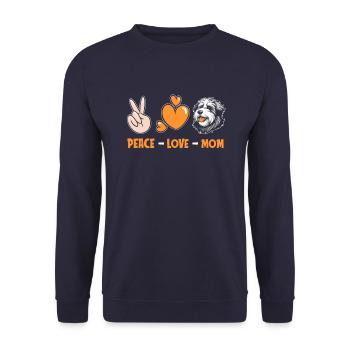 Old English Shepherd Bobtail - Unisex Sweatshirt - navy - Front - Alina (178cm) & Michal (187cm)