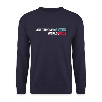 Axtwerfen Axtwerfer Axe Throwing On World Off - Unisex Pullover - Navy - Vorne - Alina (178cm) & Michal (187cm)