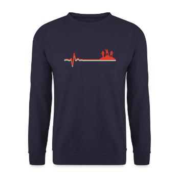 Rythme cardiaque ECG d’escalade sur glace - Sweat-shirt Unisexe - marine - Devant - Alina (178cm) & Michal (187cm)