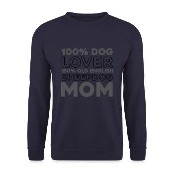 Old English Shepherd Bobtail - Unisex Sweatshirt - navy - Front - Alina (178cm) & Michal (187cm)