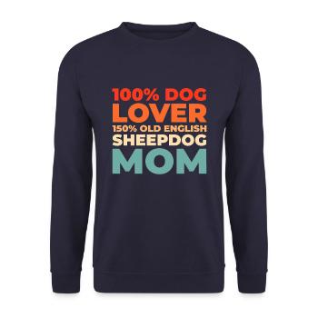 Old English Shepherd Bobtail - Unisex Sweatshirt - navy - Front - Alina (178cm) & Michal (187cm)
