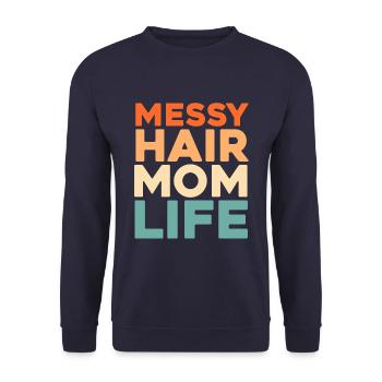 Mom Mom Messy Bun Mom Life - Unisex Sweatshirt - navy - Front - Alina (178cm) & Michal (187cm)