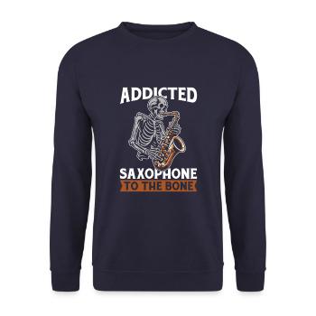 Saxophone Saxophone Skeleton - Unisex Sweatshirt - navy - Front - Alina (178cm) & Michal (187cm)
