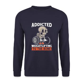 Weightlifting Weightlifting Skeleton - Unisex Sweatshirt - navy - Front - Alina (178cm) & Michal (187cm)