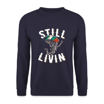 Fallschirmspringer Fallschirmspringen - Unisex Pullover - Navy - Vorne - Alina (178cm) & Michal (187cm)