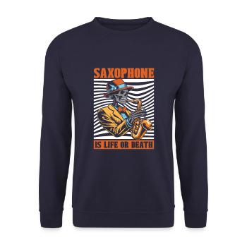 Saxophone Saxophone Skeleton - Unisex Sweatshirt - navy - Front - Alina (178cm) & Michal (187cm)